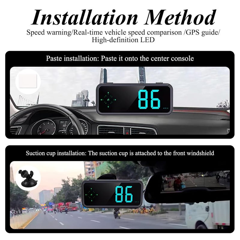 GUGUMO GPS Digital Speedometer for Car MPH, Universal HUD Speed Meter with LED Large Font, Plug Play for Car Truck Motor SUV Golf Cart All Vehicles (Digital Speedometer with Bracket) - Image 2